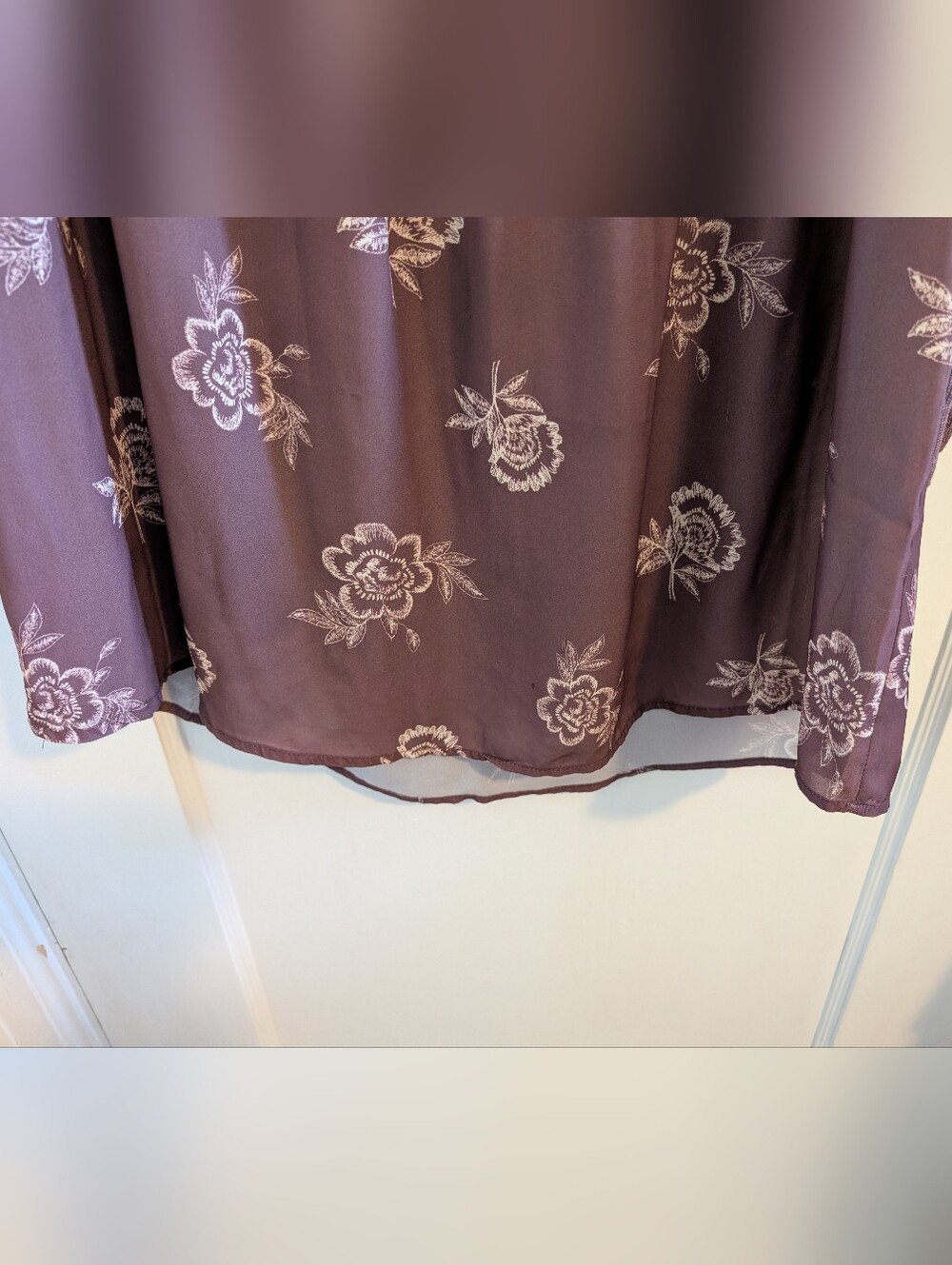 Maurices Women's Lace-Trim Flowy Purple Floral Knit Top - Picture 3 of 15